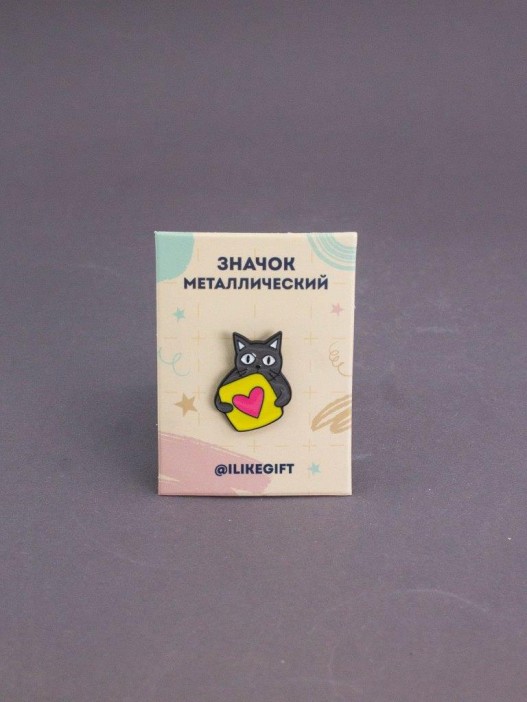Значок металлический iLikeGift &quot;The romantic cat&quot; 