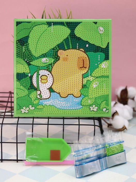 Алмазная мозаика на подрамнике Draw Me! «Capybara in the forest», (20*20 см) 