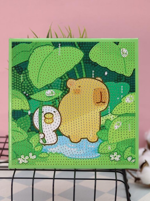 Алмазная мозаика на подрамнике Draw Me! «Capybara in the forest», (20*20 см) 