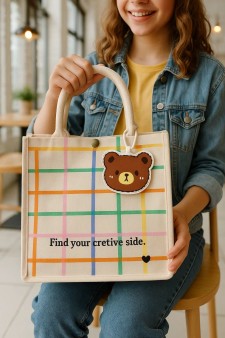 Сумка шоппер "Bear", white (23.5*10*21 см)