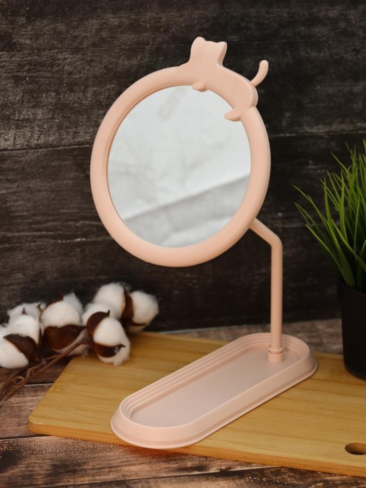 Зеркало настольное GIRLY "Кошка спит", розовое