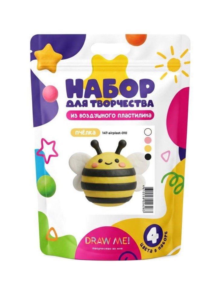 Набор для творчества из воздушного пластилина Draw Me!, 4 цвета "Пчёлка"