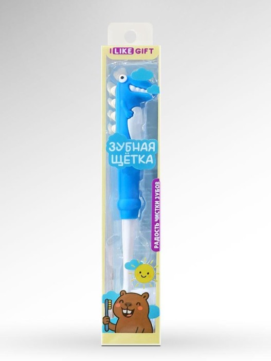 Зубная щётка для взрослых iLikeGift &quot;Tiny Rawr&quot;, blue (10 см) 