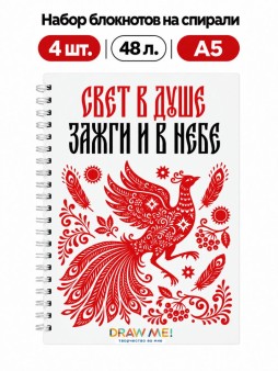 Набор блокнотов на спирали в линейку А5 Draw Me! 4шт. "Свет в душе", 48л.