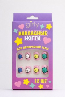 Накладные ногти GIRLY "Птица", 12 шт., с клеевыми пластинами