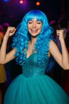 Парик карнавальный "Vivid", blue (50 см)