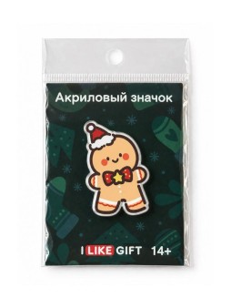 Значок акриловый iLikeGift "Пряничный человечек", красный