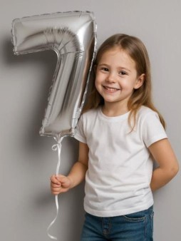 Шар фольгированный "Milestone moments" цифра 7, хром (40 см)