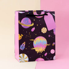 Подарочный пакет (S) "Sweet space" Planets, rockets