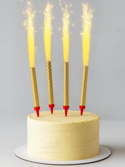 Тортовая свеча "Cake Fountain", золотые искры (15 см, 60сек, 4шт)