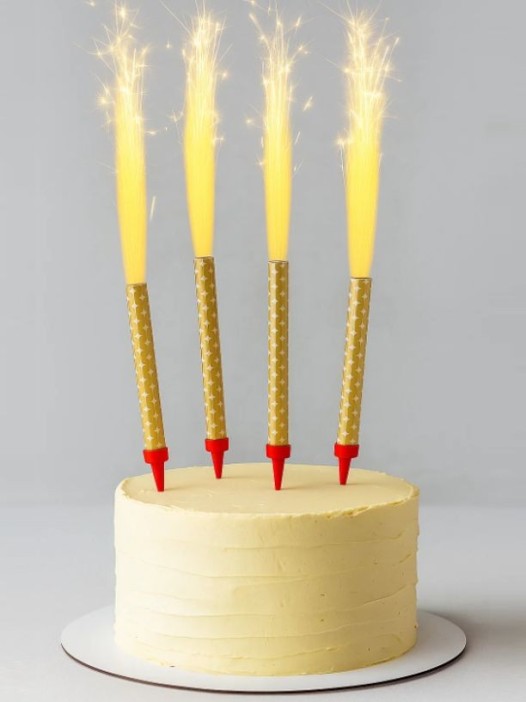 Тортовая свеча &quot;Cake Fountain&quot;, золотые искры (15 см, 60сек, 4шт) 