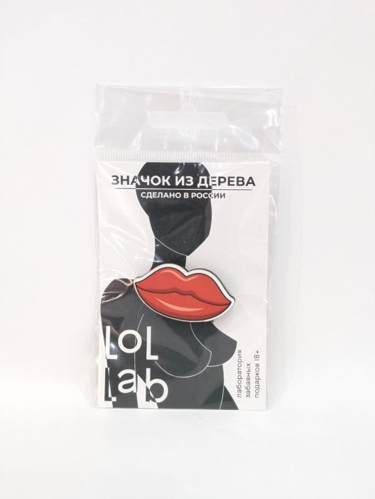 Значок ECO из дерева LOL LAB &quot;Lips&quot; 