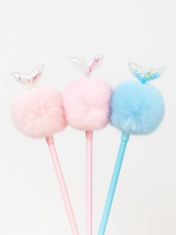 Ручка шариковая с помпоном "Хвост русалки", микс