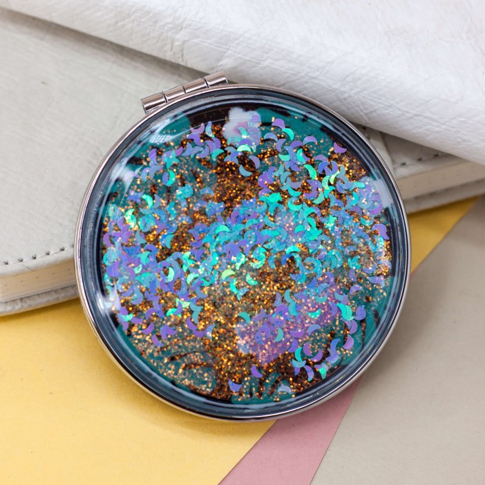 Зеркало "Leaves black sparkles blue" 