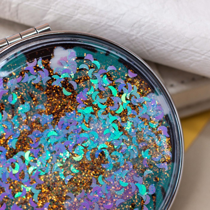 Зеркало "Leaves black sparkles blue" 