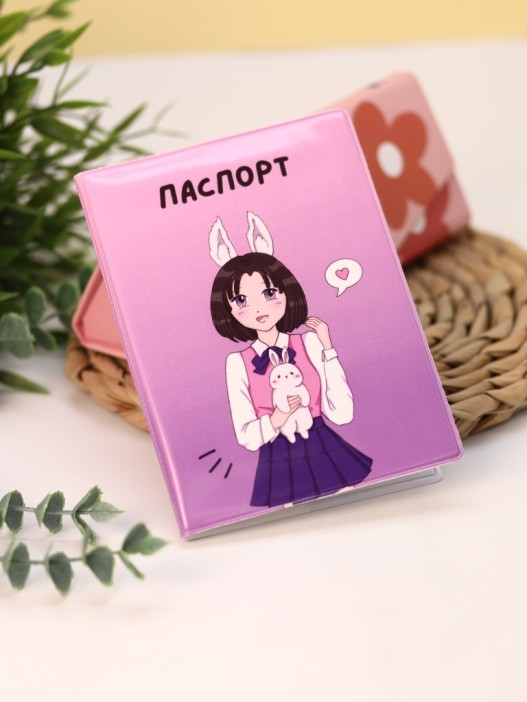ОБЛОЖКА ДЛЯ ПАСПОРТА АНИМЕ «Love bunny girl», плотность 600 мкм 