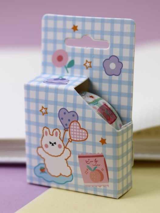 Декоративный скотч "Rabbit", cell blue-white 