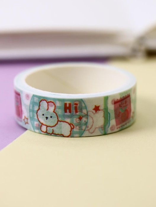 Декоративный скотч "Rabbit", cell blue-white 