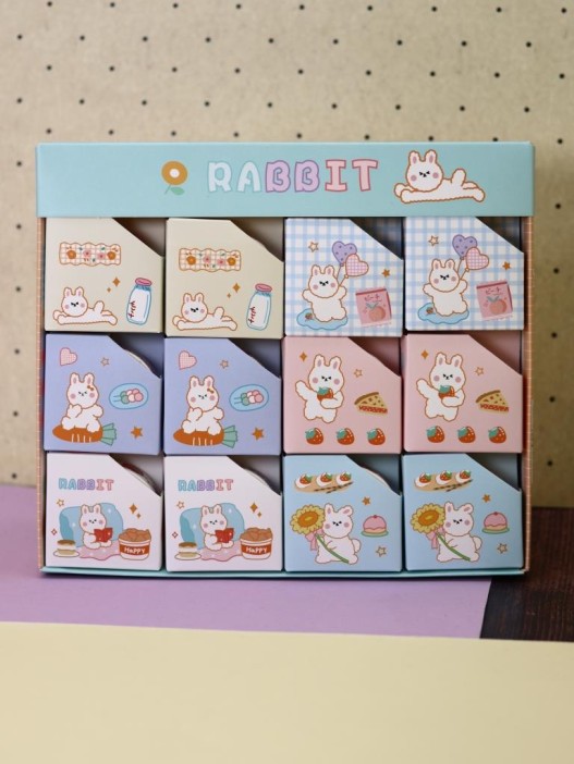 Декоративный скотч "Rabbit", cell blue-white 