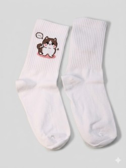Носки женские Аниме "Милый котик", р. 35-40, белые