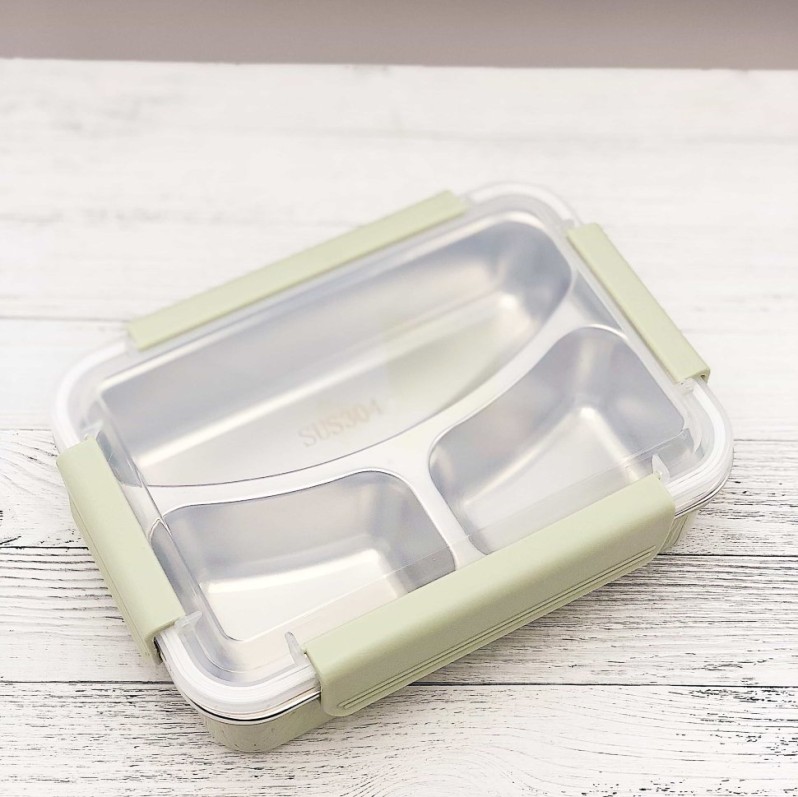 Ланчбокс "Металлический 3 секции" green 