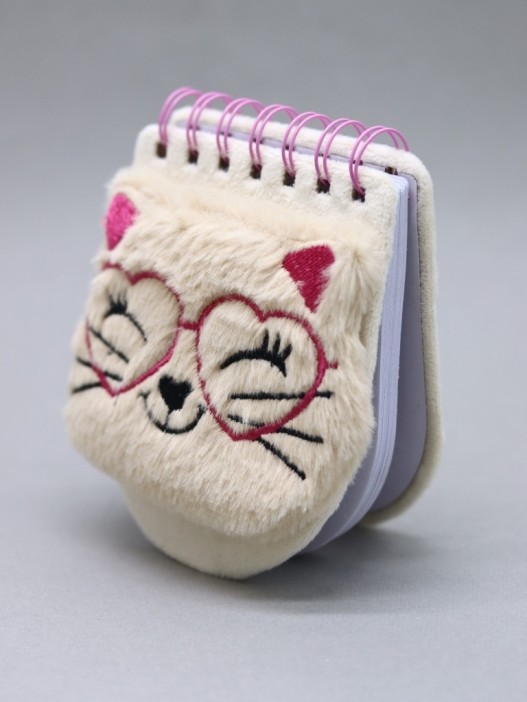 Блокнот плюшевый «Heart Glasses pink», cat (13*10 см) 