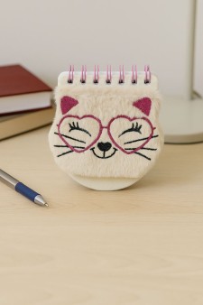 Блокнот плюшевый «Heart Glasses pink», cat (13*10 см)