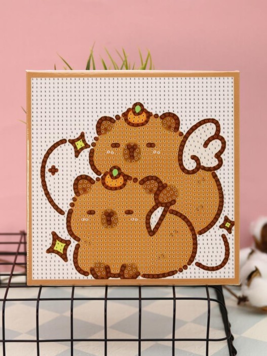 Алмазная мозаика на подрамнике Draw Me! «Two capybaras», (20*20 см) 