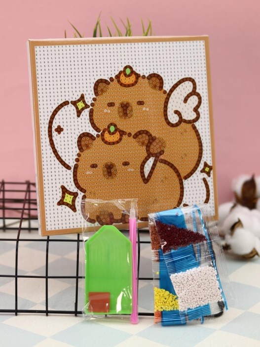 Алмазная мозаика на подрамнике Draw Me! «Two capybaras», (20*20 см) 