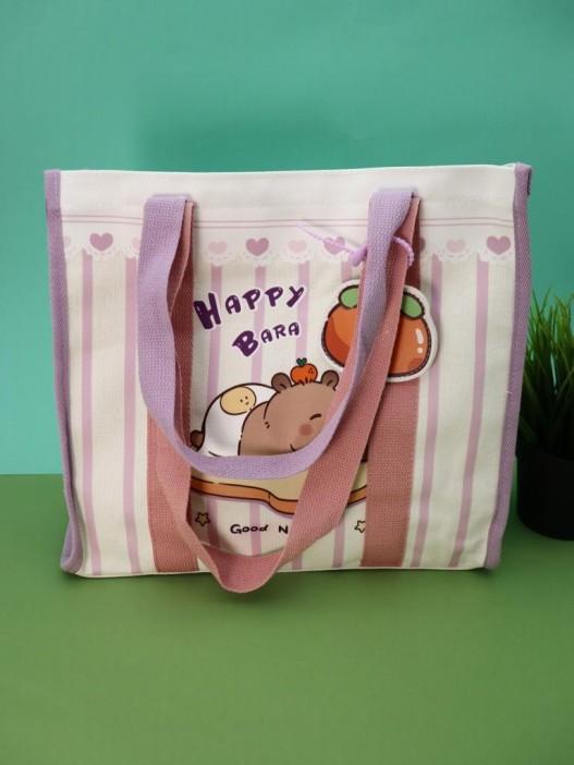 Сумка шоппер &quot;Capybara on bread&quot;, pink (33.5*16*29 см) 