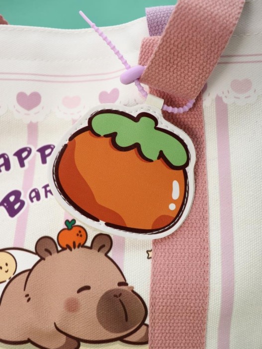 Сумка шоппер &quot;Capybara on bread&quot;, pink (33.5*16*29 см) 