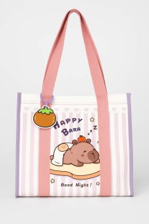 Сумка шоппер "Capybara on bread", pink (33.5*16*29 см)