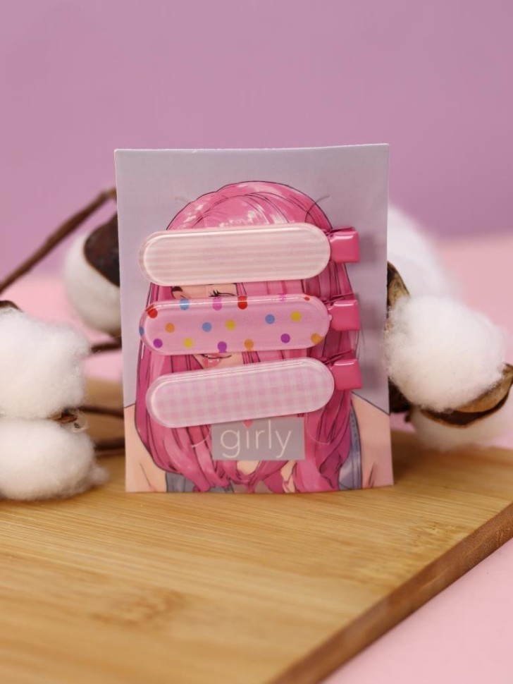 Заколка для волос GIRLY "Нежные узоры", розовый