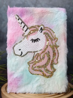 Блокнот плюшевый «Unicorn sequins», pink