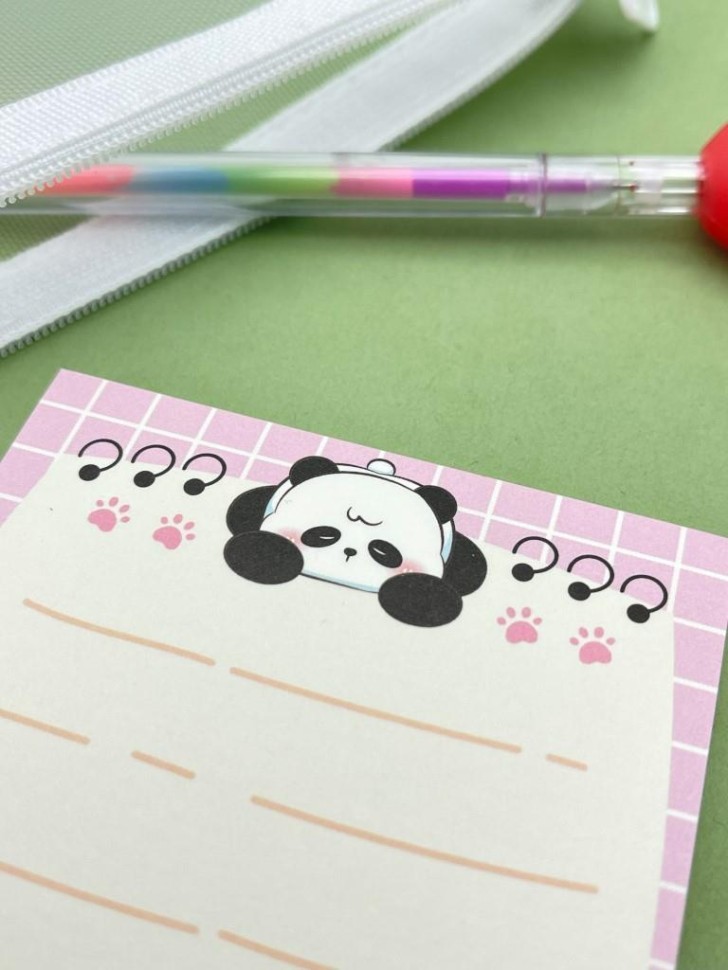 Блок стикер для записей "Panda", pink
