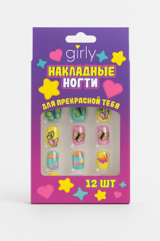 Накладные ногти GIRLY "Животные", 12 шт., с клеевыми пластинами