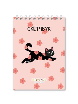 Блокнот для зарисовок DRAW ME! "Котик в цветах", 14х20 см, плотность 100 гр