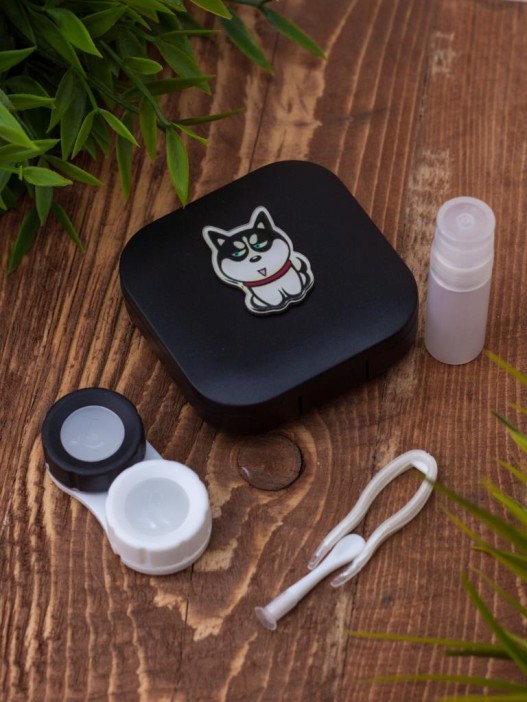 Контейнер для линз «Dog», husky black 
