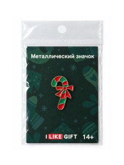Значок металлический iLikeGift "Новогодний леденец", красный