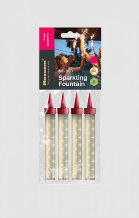 Тортовая свеча &quot;Sparkling Fountain&quot;, золотые искры (10см, 30сек, 4шт) 