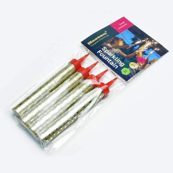 Тортовая свеча &quot;Sparkling Fountain&quot;, золотые искры (10см, 30сек, 4шт) 