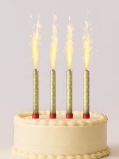 Тортовая свеча "Sparkling Fountain", золотые искры (10см, 30сек, 4шт)