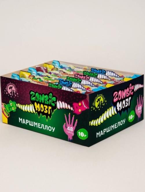 Маршмеллоу &quot;Zombie Мозг&quot; с ароматами клубники, кокосовых сливок, пломбира (шоубокс - 40 шт.) 