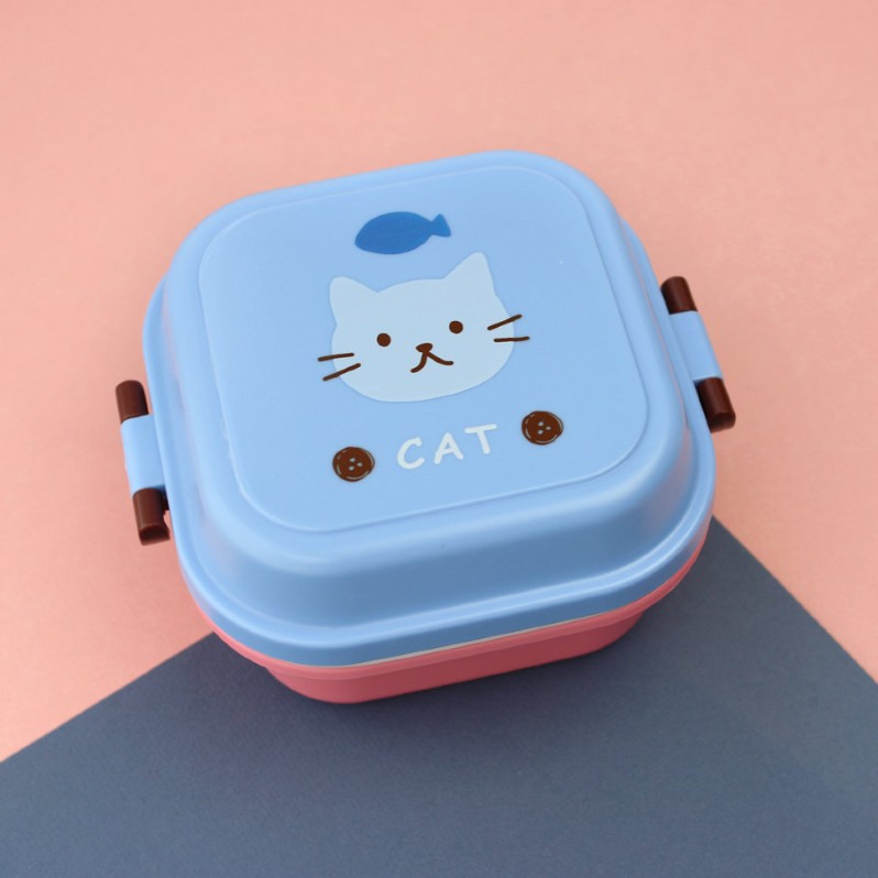 Ланчбокс Котик квадратный (голубой) 