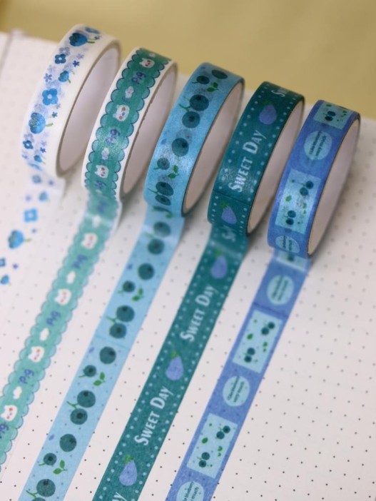 Набор декоративного скотча 5 шт. &quot;Designer prints&quot;, blue (10 мм*2 м) 