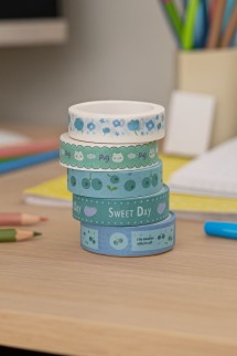 Набор декоративного скотча 5 шт. &quot;Designer prints&quot;, blue (10 мм*2 м)