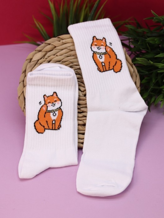 Носки женские Аниме «Shiba inu», р. 35-40, белый 