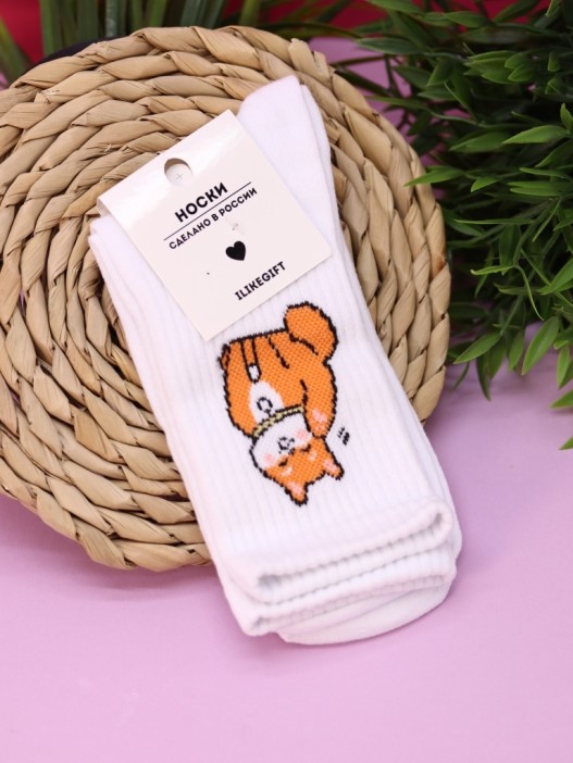 Носки женские Аниме «Shiba inu», р. 35-40, белый 