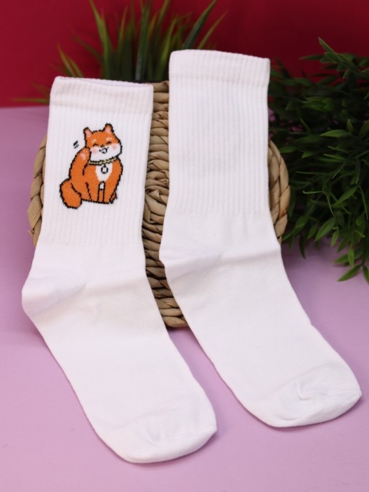 Носки женские Аниме «Shiba inu», р. 35-40, белый 