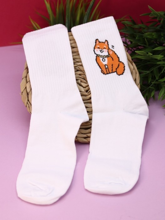 Носки женские Аниме «Shiba inu», р. 35-40, белый 